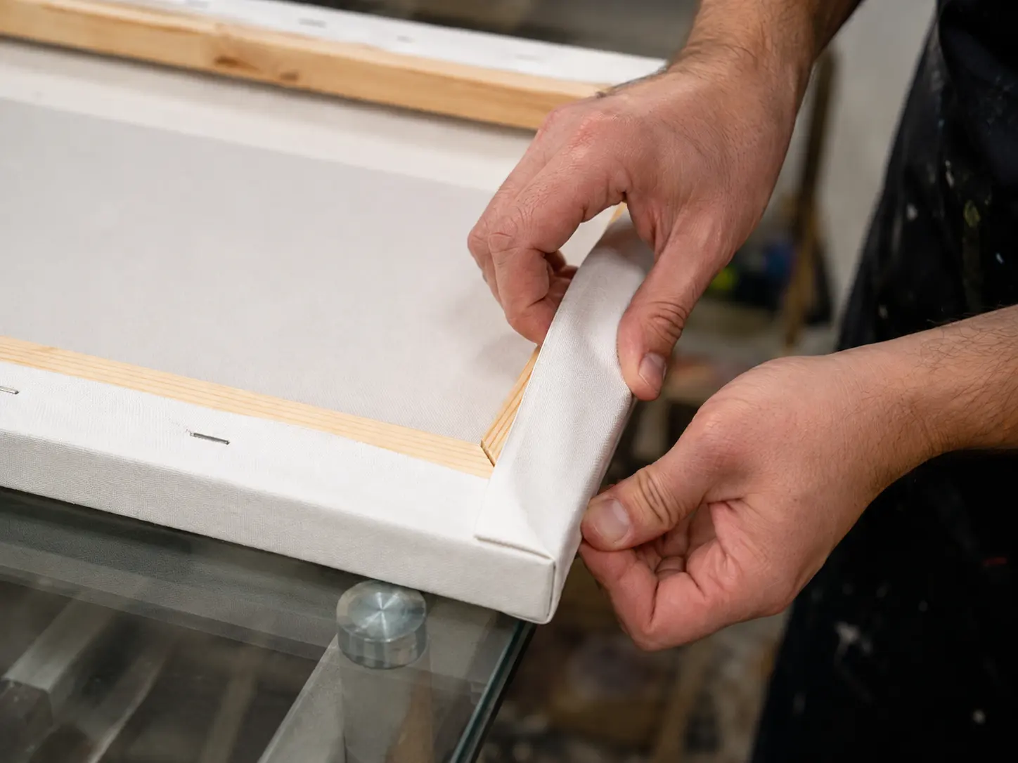 Canvas stretched on a wooden frame